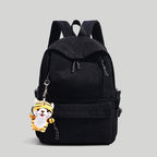 Corduroy Backpack with Cute Character Keychain