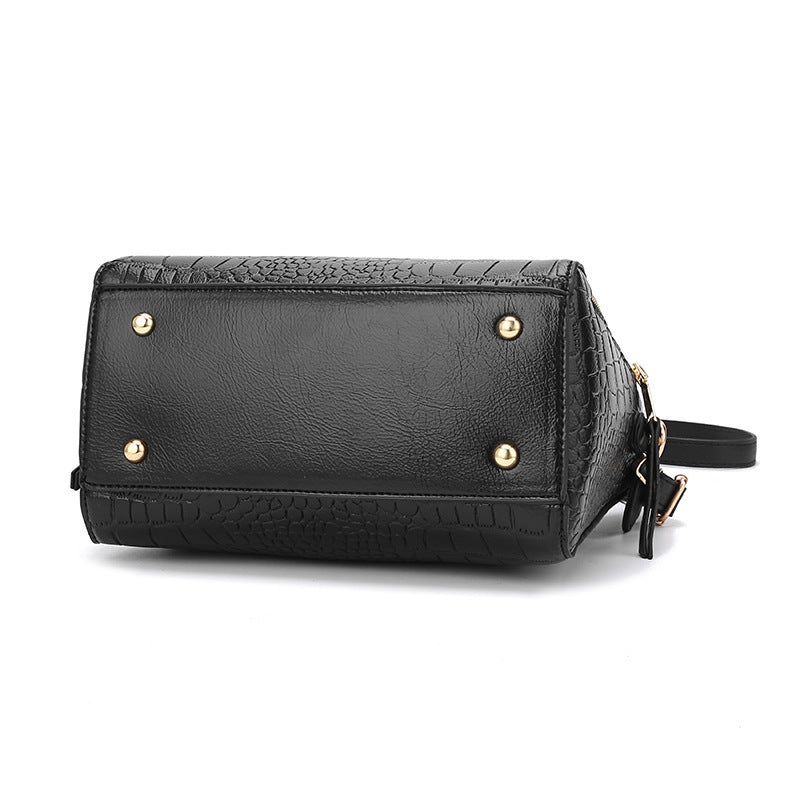 Women's high-quality tote handbag with stylish crocodile leather look and removable shoulder strap-https://detail.1688.com/offer/917026573268.html-Calm Wears-Black-28-Calm Wears