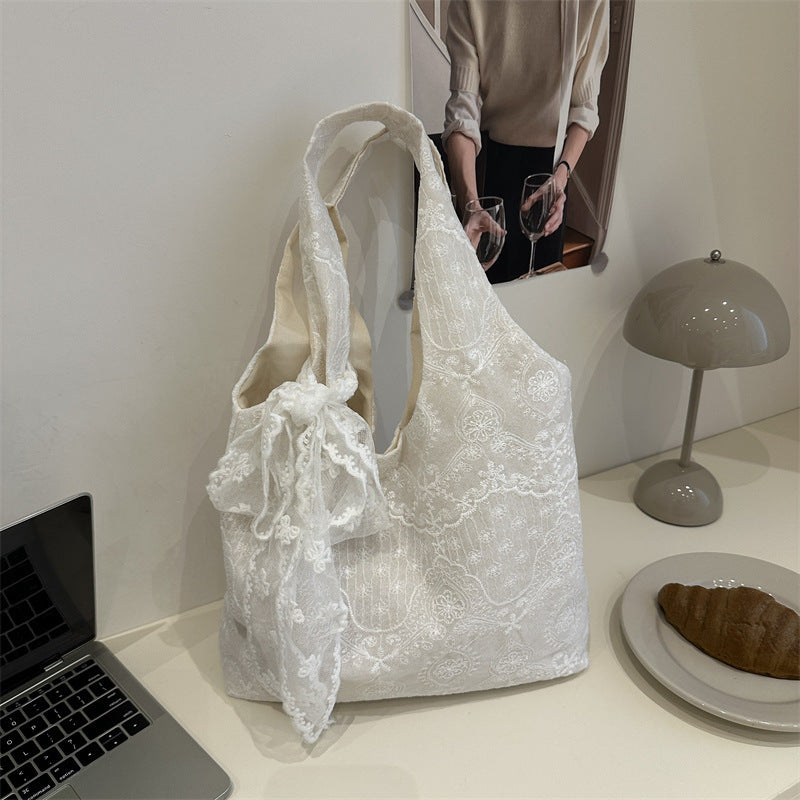 Elegant Lace-Trimmed Shoulder Bag