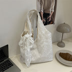 Elegant Lace-Trimmed Shoulder Bag
