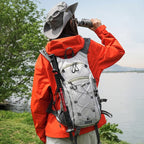 Sporty hiking backpack with ergonomic carrying system and reflective accents
