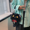 Plush Shoulder Bag with Cat Design