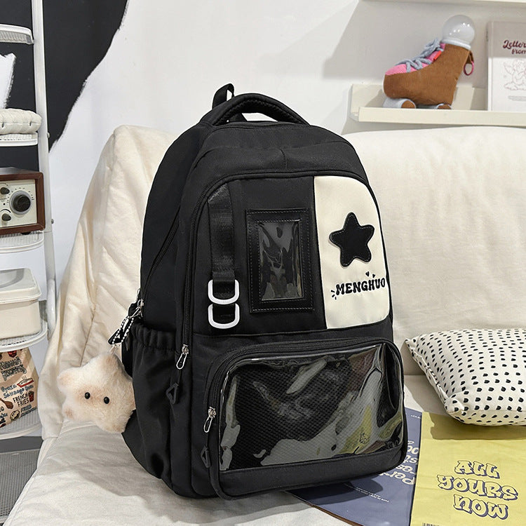 Functional School Backpack with Clear Pocket-https://detail.1688.com/offer/1031862746139.html-Calm Wears-Black-Calm Wears