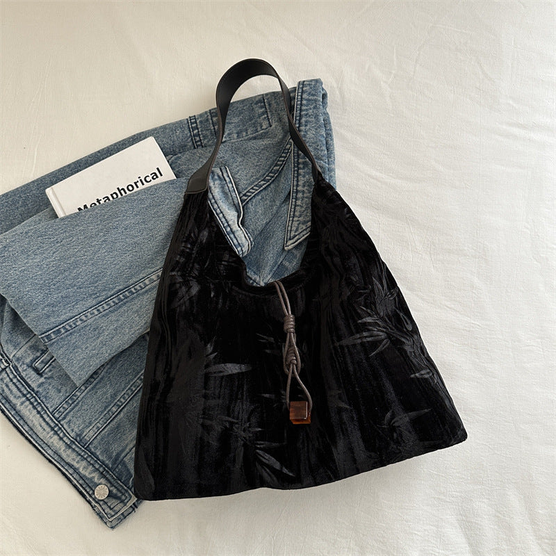 Versatile Velvet Shoulder Bag