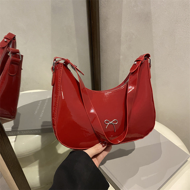 Premium Glossy Faux Leather Hobo Bag