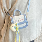Women's mini handbag with cheerful cherry design and charming pendants