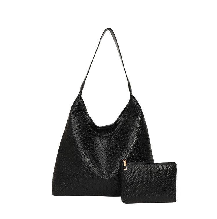 Sleek Textured Leather Hobo Handbag