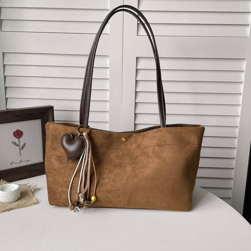 Suede Shoulder Tote Bag