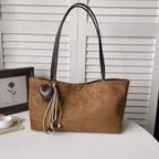 Suede Shoulder Tote Bag
