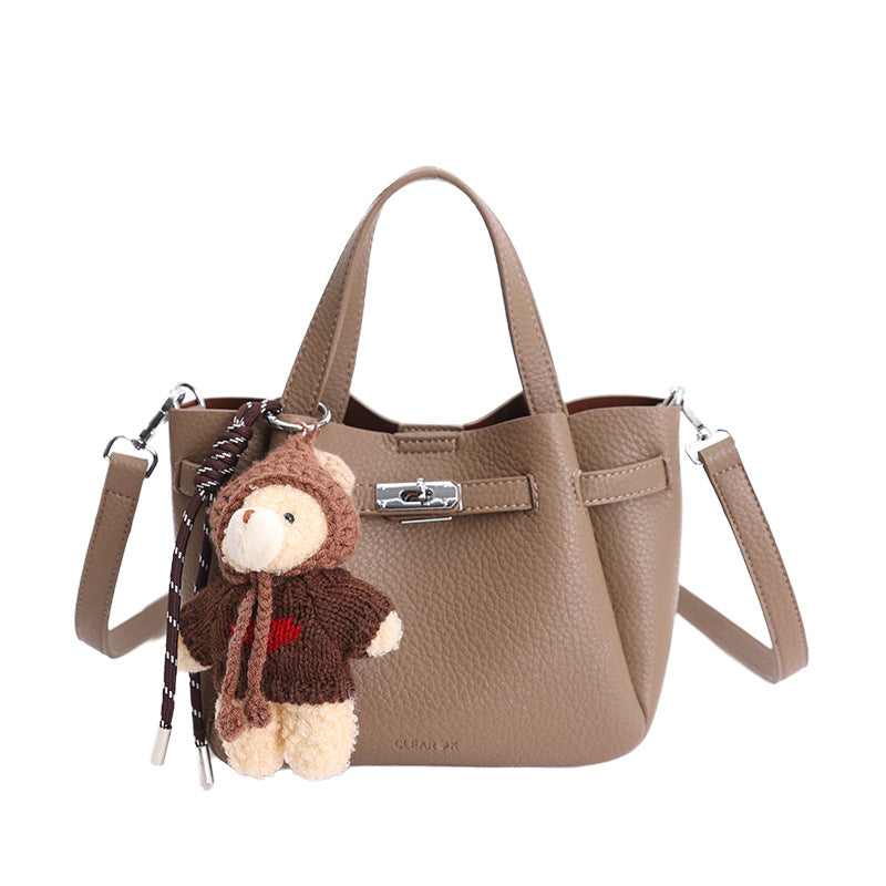 Women’s Mini Handbag with Cute Plush Pendant-https://detail.1688.com/offer/1000456691187.html-Calm Wears-Gray-Size: with tag-Calm Wears