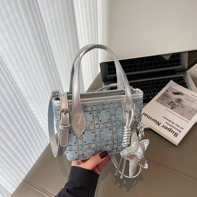 Women's mini handbag with sparkling star pendant