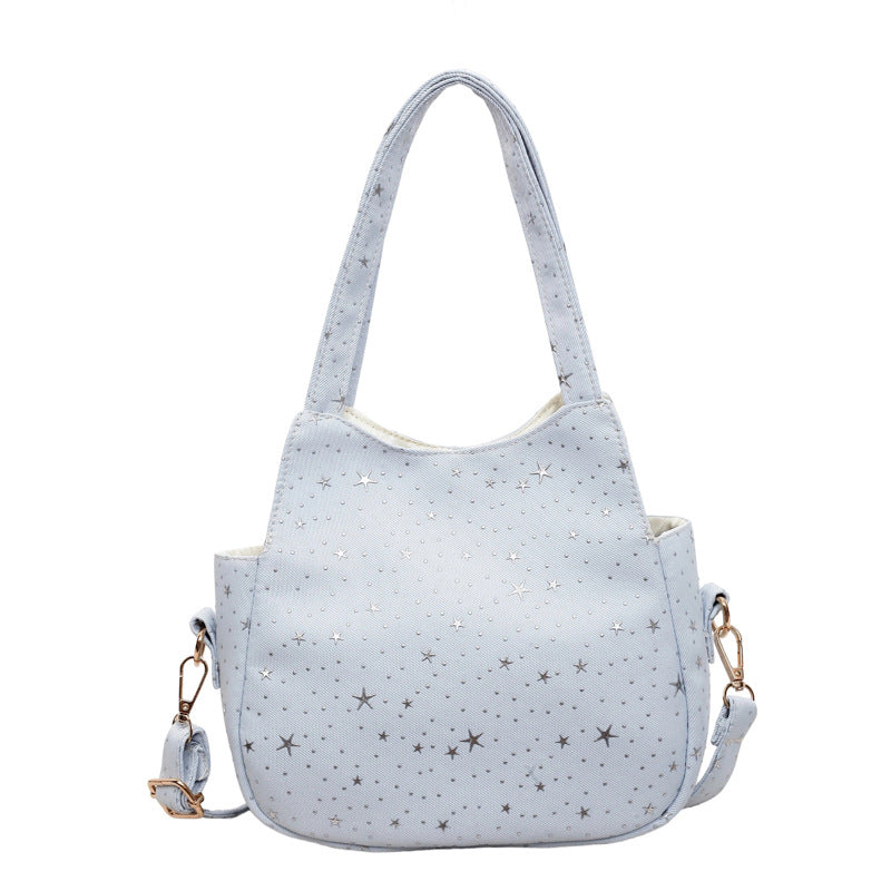 WoStar-Patterned Canvas Hobo Bag