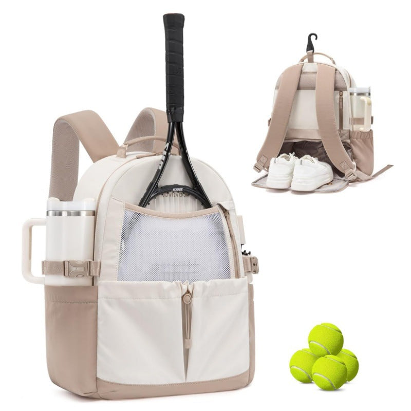 Sport backpack with integrated shoe compartment and bottle holder-https://detail.1688.com/offer/1045431442664.html-Calm Wears-Beige-26-Calm Wears