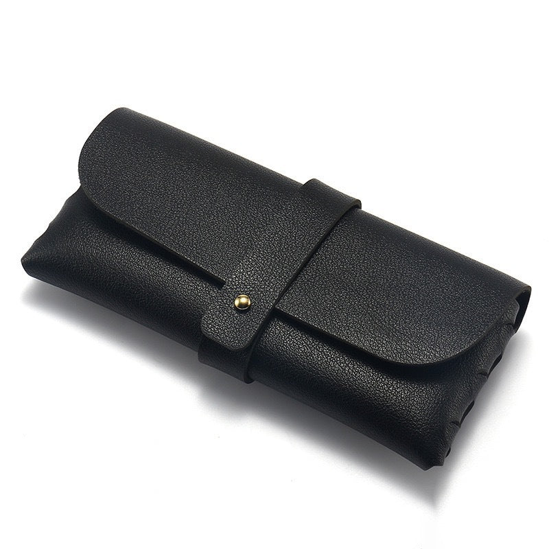 Folding premium soft leather sunglasses roll pouch
