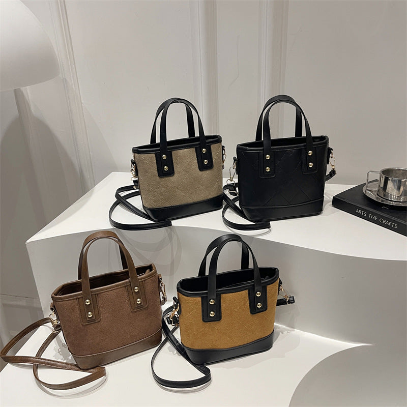 Women's elegant mini bucket bag with detachable shoulder strap