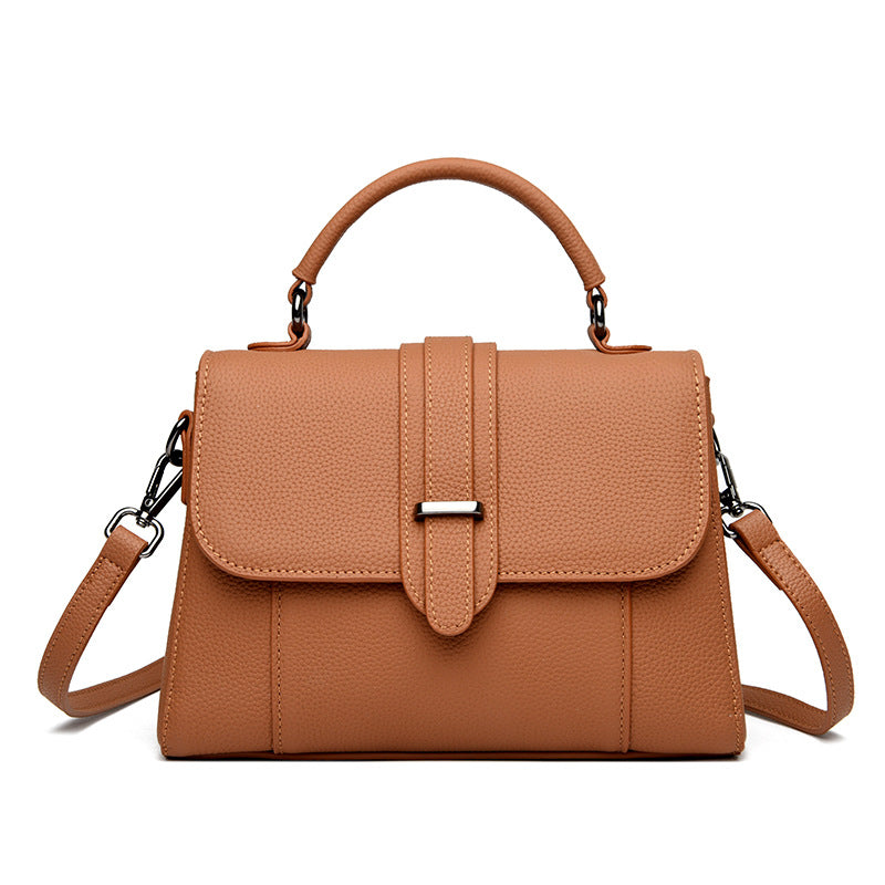Elegant Leather Top Handle Handbag