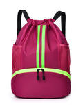 Sporty training backpack with breathable mesh sides and elastic drawstring