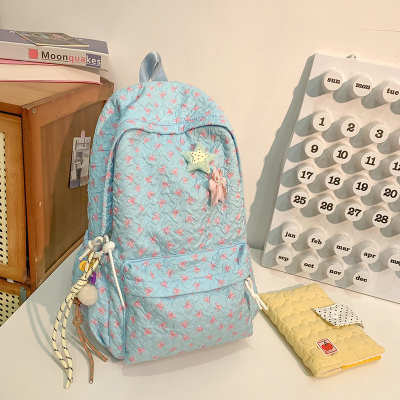 Quilted Floral Patterned Backpack