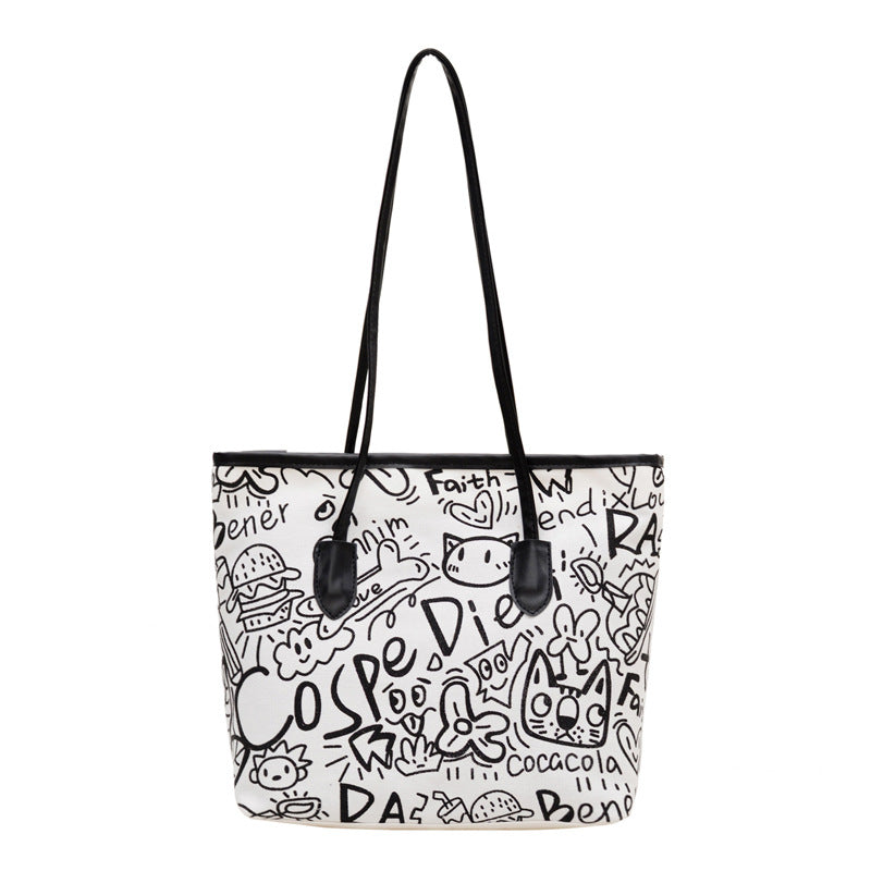 WoArtistic Graphic Print Shoulder Tote Bag