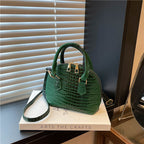 Crocodile-Embossed Mini Satchel Bag