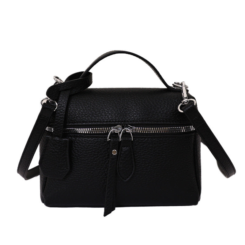 Women's practical shoulder bag with double zipper and versatile carrying strap-https://detail.1688.com/offer/1045895431228.html-Calm Wears-Black-nothing-Calm Wears