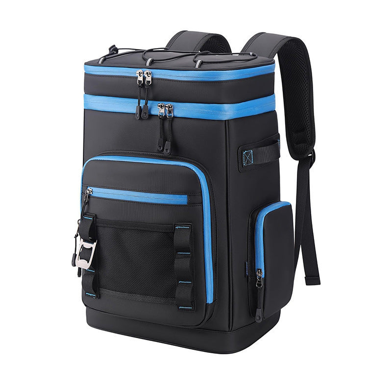 Insulated cooler backpack with multiple compartments and ergonomic carrying system-https://detail.1688.com/offer/954692264958.html-Calm Wears-Black blue-12*8*18 inch-Calm Wears