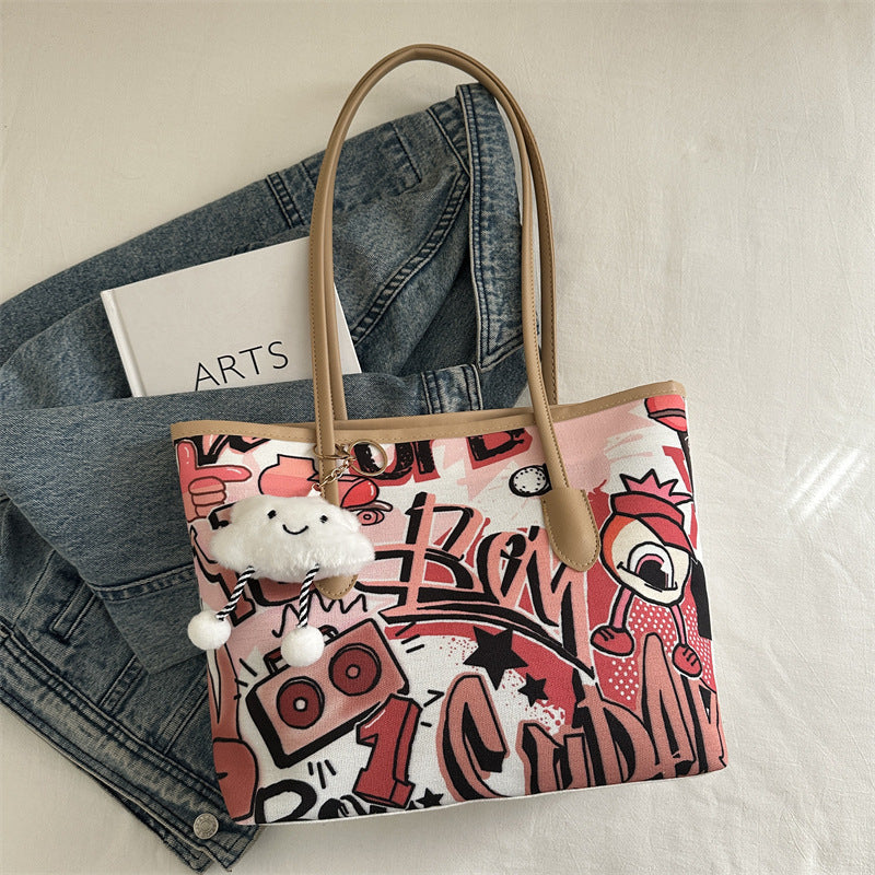 Women's Tote Bag with imaginative space travel motif-https://detail.1688.com/offer/1005232288918.html-Calm Wears-Rosa-Size: With pendant-Calm Wears