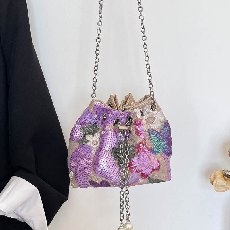 Stylish Sequin Drawstring Clutch Purse