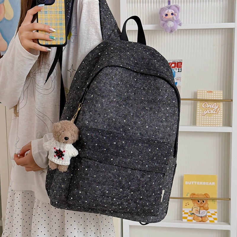 Casual Lightweight Backpack with Polka Dot Design