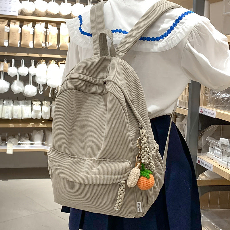 Textured Corduroy Laptop Backpack