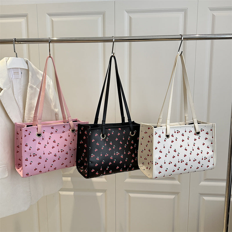 Playful Cherry Print Tote Bag