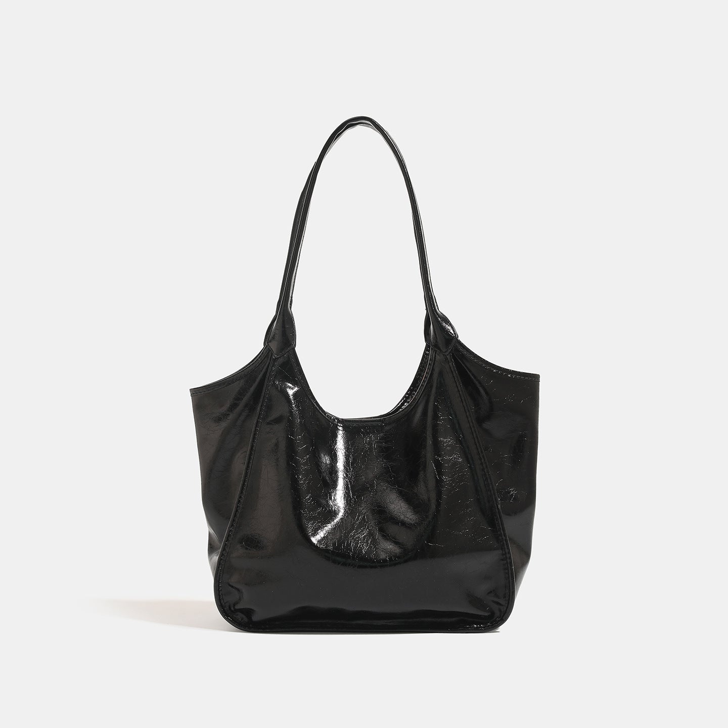 Women’s fashionable tote bag with shiny surface-https://detail.1688.com/offer/973399469469.html-Calm Wears-Black-nothing-Calm Wears