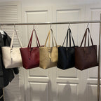 Women's tote bag made of structured synthetic leather with stylish detail-https://detail.1688.com/offer/1028567193083.html-Calm Wears-Black-nothing-Calm Wears