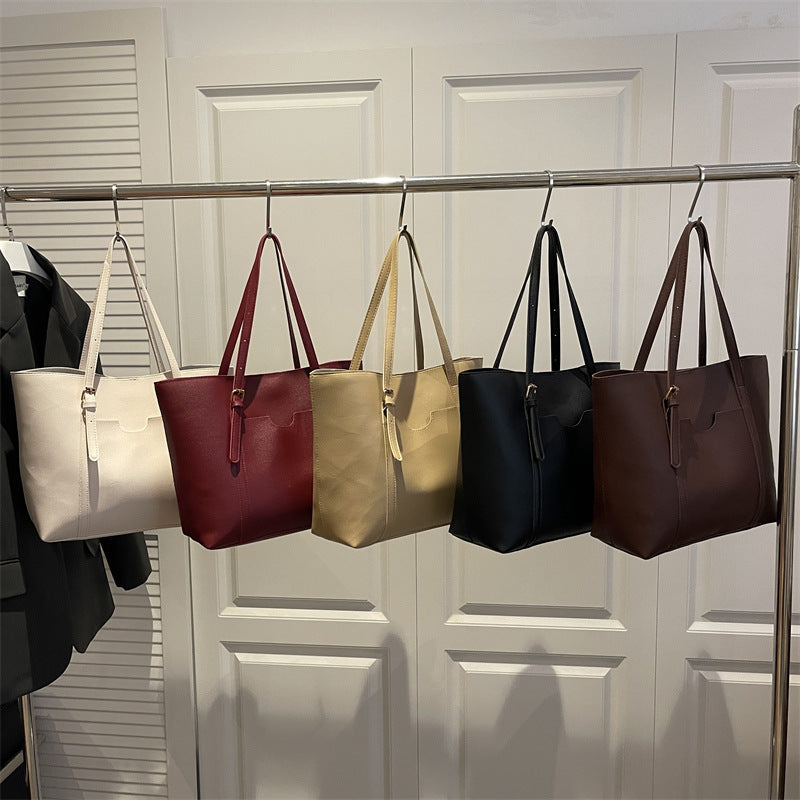 Women's tote bag made of structured synthetic leather with stylish detail-https://detail.1688.com/offer/1028567193083.html-Calm Wears-Black-nothing-Calm Wears