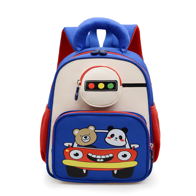 Kids' Playful Animal Car-Themed School Backpack