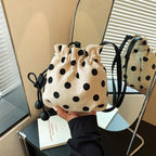 Polka Dot Drawstring Shoulder Bag Calm Wears