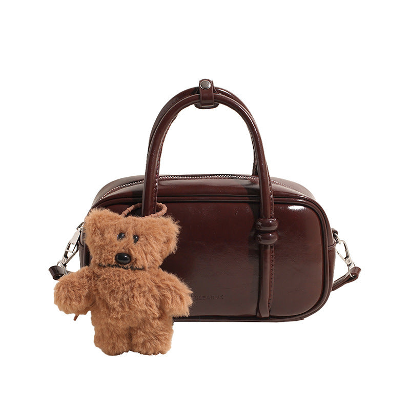 Women's Mini Handbag with Charming Bear Pendant