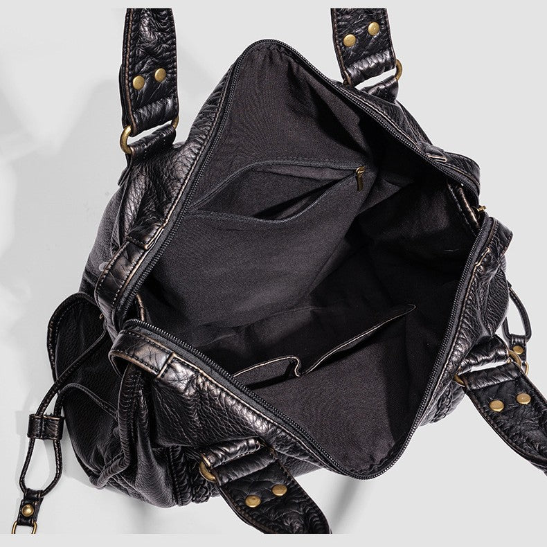 Distressed Leather Satchel Bag