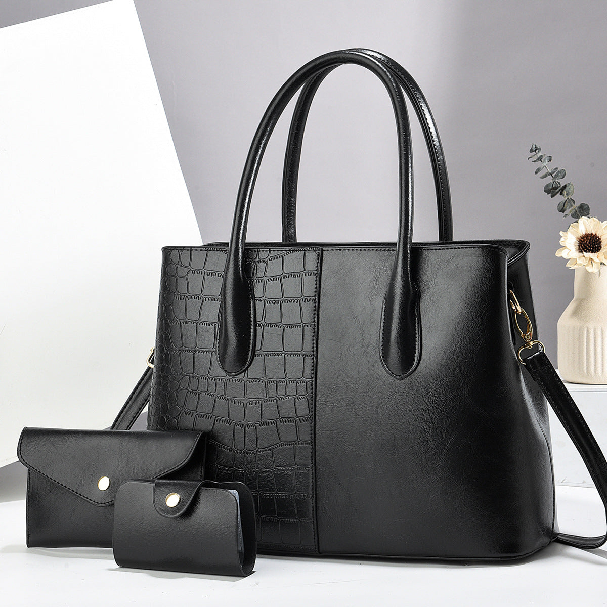Women's tote bag with removable accessories-https://detail.1688.com/offer/1037927878258.html-Calm Wears-Black-3351323-Calm Wears