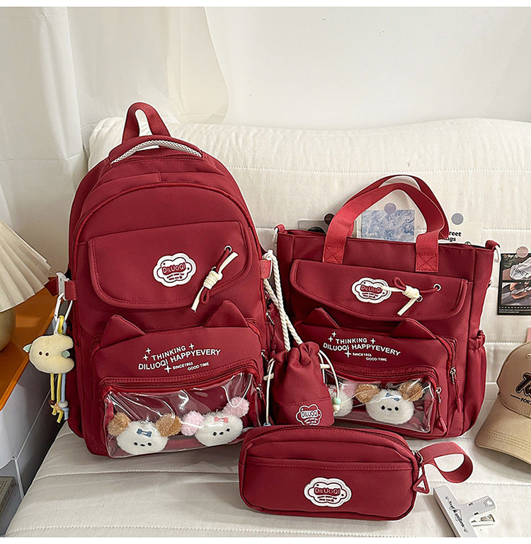 Multi-Functional School Backpack and Tote Bundle-https://detail.1688.com/offer/1014295663140.html-Calm Wears-Red-Calm Wears
