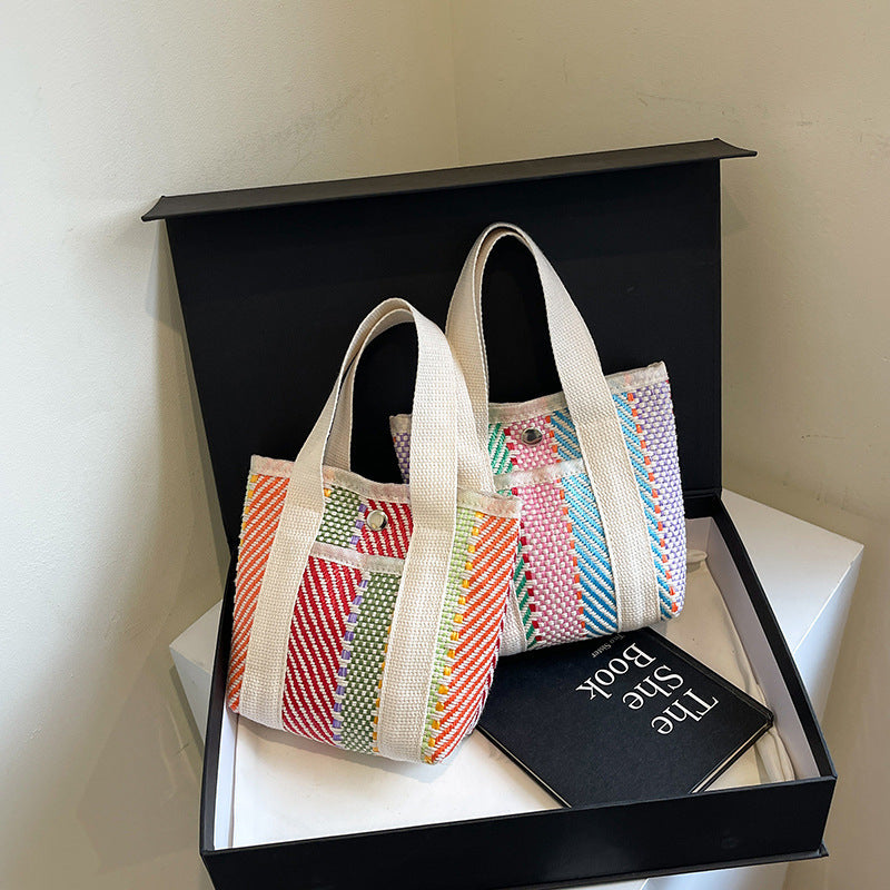 WoColorful Woven Beach Tote Bag