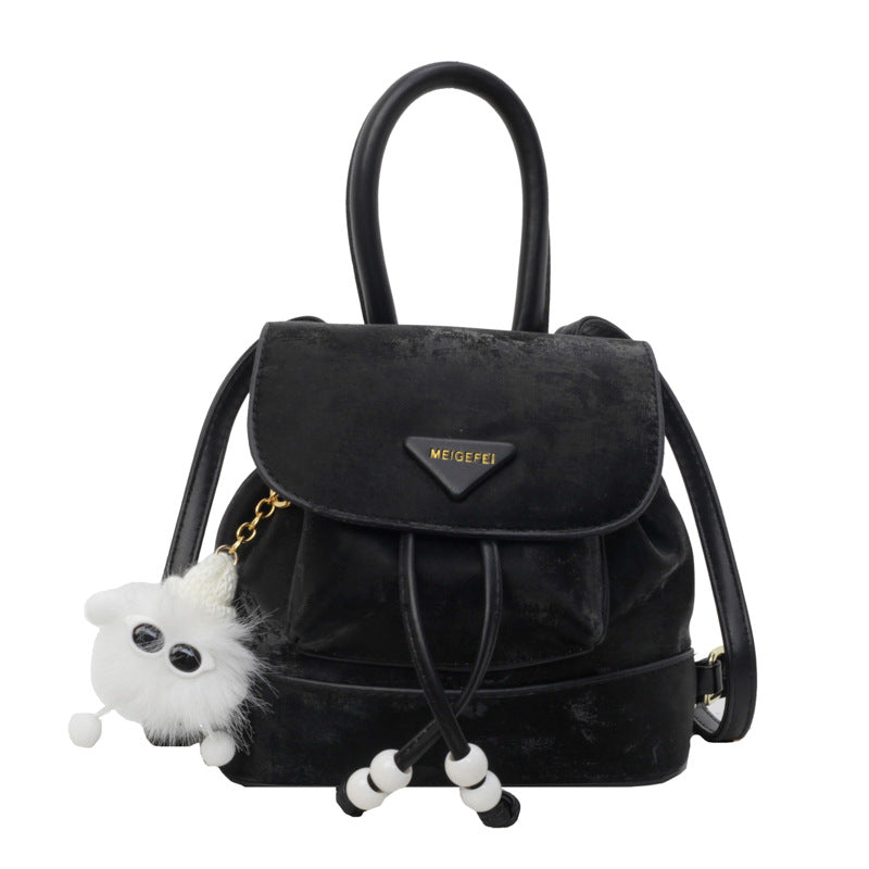 Women's mini backpack with playful design and plush pendant-https://detail.1688.com/offer/775700591177.html-Calm Wears-Black-Size: no pendants-Calm Wears