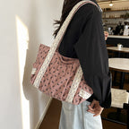 WoElegant Floral Print Tote Bag