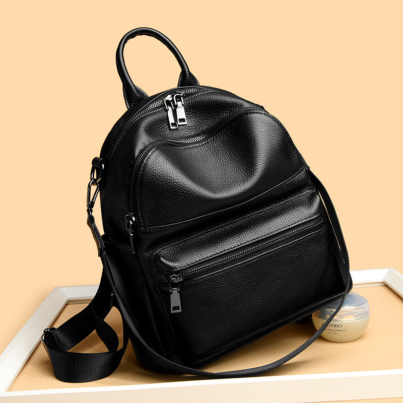 Premium Leather Multi-Pocket Backpack