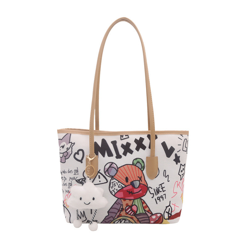 Women's Tote Bag with imaginative space travel motif-https://detail.1688.com/offer/1005232288918.html-Calm Wears-White-Size: no pendants-Calm Wears