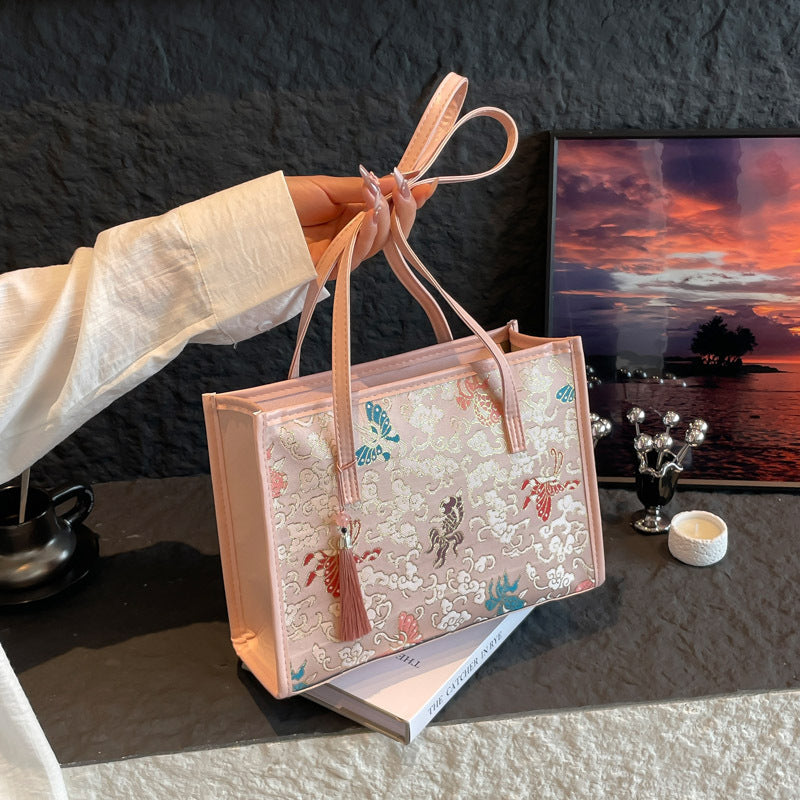 Embroidered Butterfly Pattern Handbag