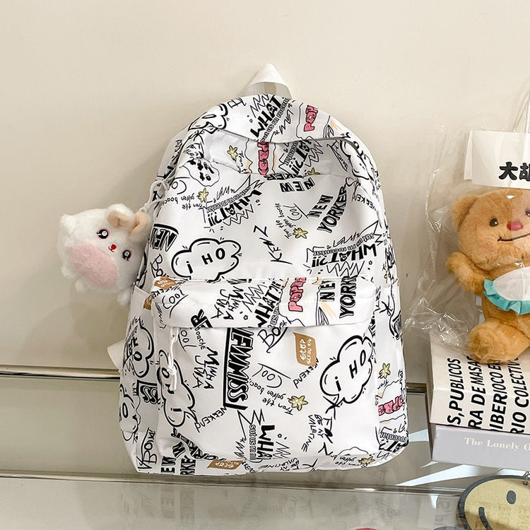 Backpack with Creative Graffiti Design