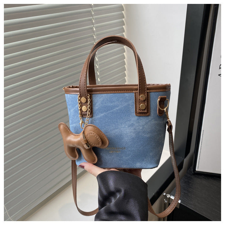 Playful Denim Mini Handheld Tote Bag