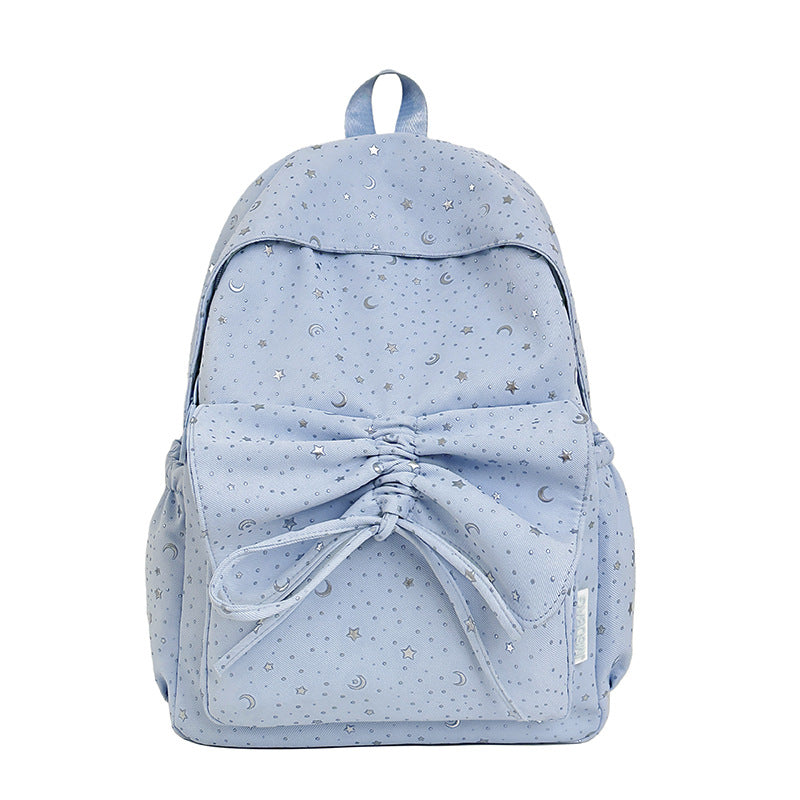 Starry Print Bow-Detail Backpack