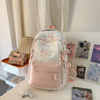 Backpack with Elegant, Floral Design and Many Compartments